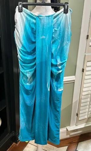 Farai London Blue Ombre Ruched Mesh Maxi Skirt Size Large thumbnail 1