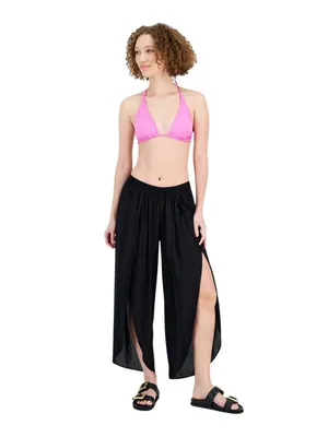 NWT Raviya Womens Front-Slit Cover Up Pants 75367 Black XL thumbnail 2