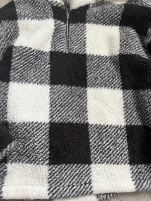 C+D+M Black & White Plaid Flannel Pattern Fuzzy Fleece Feel Winter Jacket Womens thumbnail 2