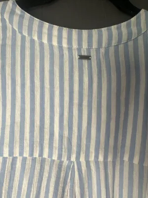O’Neill Women’s M Blue White Striped Cotton Tunic Blouse Coastal Beach Oversized thumbnail 6
