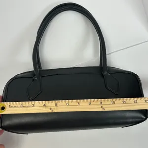 Moda Luxe Black Shoulder Bag Faux Leather Zip Top Top Handle Purse‎ thumbnail 5