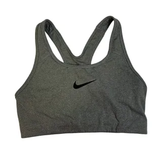 Nike M Medium Sports Bra Racerback Center Swoosh Logo Gray Black Workout Fitness thumbnail 2