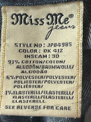 Miss Me Signature Skinny Beaded Sequin Embroidered Jeans Size 29 Y2K thumbnail 15