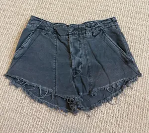 Free People Washed Black Denim Shorts thumbnail 1