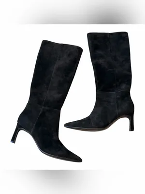 Nine West NEW Marc Fisher Genuine Leather Pull On Tall Boot Black SZ-9M thumbnail 3