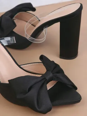 Revolve NWT Boutique cera Unilady Satin Bow Decor Chunky Heeled Mule Sandals. Size 8 1/2. thumbnail 4