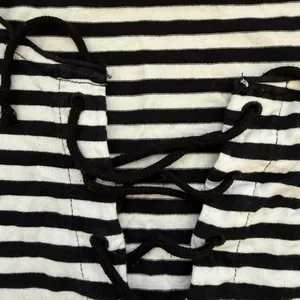 MOTHER Black and White Striped Lace-Up Tee thumbnail 2