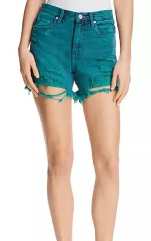 BLANK NYC Vintage‎ Hi Rise Acid Wash Emerald Denim Shorts Size 28 thumbnail 1