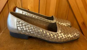 Naturalizer Woven Brazil Leather Ballet Flats Loafers Shoes Womens 7.5N Pewter thumbnail 1