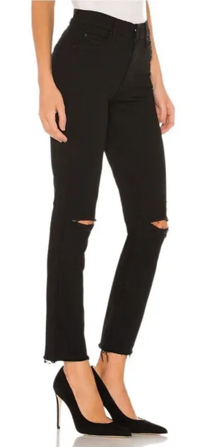 Mother Denim The Rascal Ankle Fray Cropped Straight Jeans in Guilty As Sin Sz 29 thumbnail 1