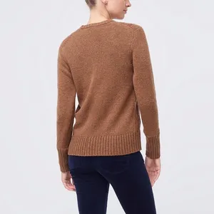 NWT J.Crew Pointelle cable-front  sweater Wool Blend Small Brown thumbnail 4