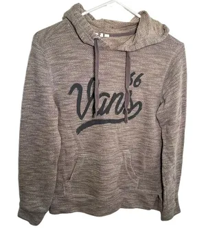 Vans Women's Size XS Hoodie Hooded Sweatshirt Gray Green Knit Kangaroo Pocket thumbnail 1