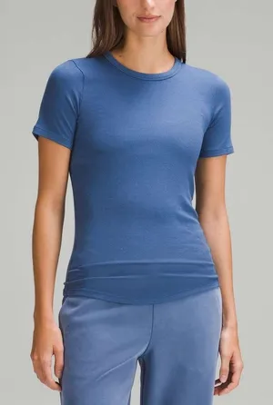 Lululemon Hold Tight Short Sleeve Shirt Size 2 Pitch Blue Minimal Lounge Comfot thumbnail 1