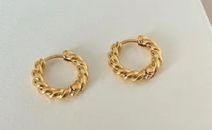 18K Gold Plated Twist Small Hoop Earrings for Women thumbnail 2