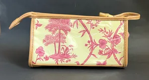 Tommy Bahama Yellow & Pink Tropical Print Cosmetic/Toiletry Bag thumbnail 1