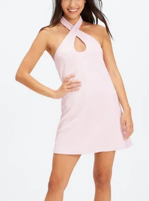 NWT fabletics terrycloth baby pink halter dress thumbnail 1