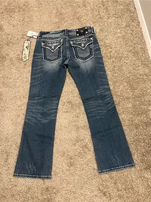Miss Me jeans Y2k low rise boot cut NWT saddle stitching‎ gemstones 31 RARE thumbnail 13