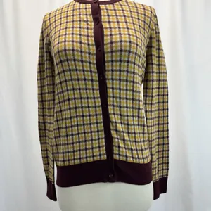 Ann Taylor Plaid Long Sleeve Cardigan S Academia Preppy Fall Vtg Retro Office thumbnail 4