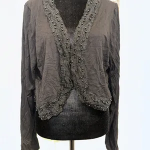 Vintage Black Beaded Long Sleeve Bolero cardigan size xl thumbnail 2
