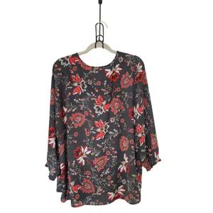 LOFT XL V Neck 3/4 Sleeve Floral Boho Cottagecore Whimsigoth Blouse thumbnail 2