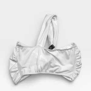 NWT Windsor Bandeau Style One Shoulder White Twist Front Crop Top SMALL thumbnail 6