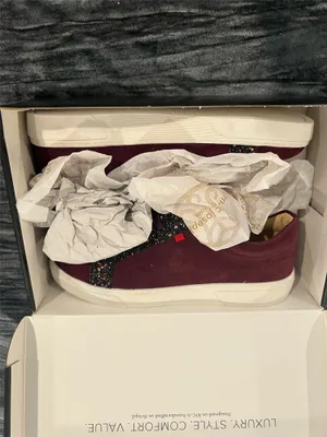 Burgundy Suede Sneakers with Glitter Accents by Marc Joseph thumbnail 4