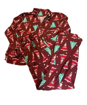 Old Navy Christmas Pajama Set – Burgundy Santa & Tree Print thumbnail 1