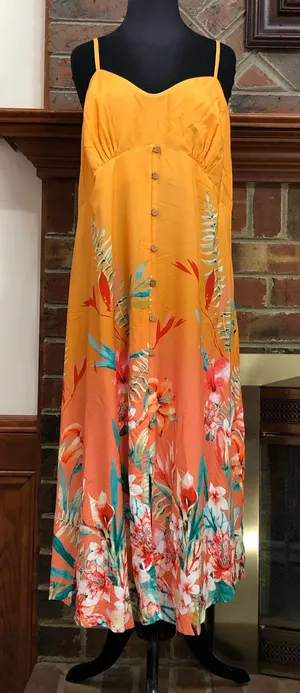 Arula Tropical Print Midi Slip Dress thumbnail 1