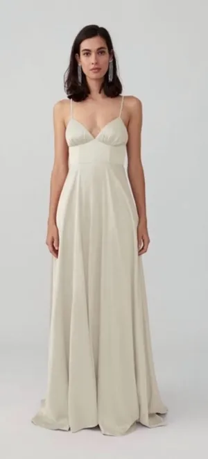 Fame & Partners Stappy Tri Cup Gown Champagne Size 6 Bridal Wedding Guest Prom thumbnail 1