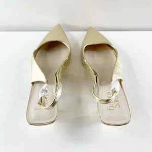 Franco Sarto Jaden Leather Pointed Toe Slingback Kitten Heels Platino Gold 9 thumbnail 5