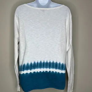 VINCE Womens Tie Dye Dip Dyed Top Teal White Long Sleeve Shirt Size X-Small thumbnail 4