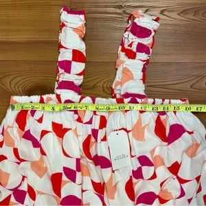 Emily Wonder Geometric Mid Mod Sundress Retro A-Line Mini Print Ruffles Plus 1X thumbnail 3