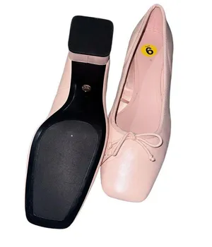 New Leather Ballet Flats Shoes With Block Heels Beige Eu 40 Us 9 thumbnail 5