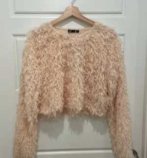 Beige Feather Effect Sweatshirt Sweater Top thumbnail 12