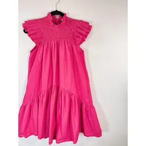 Love The Label Dress Pink Poppy Mini Smocked Flutter A Line Barbiecore Small thumbnail 6