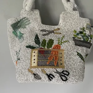Beaded Purse Clutch Bag Made in India Vegetable Garden Cottagecore 10' x 7.5' thumbnail 5
