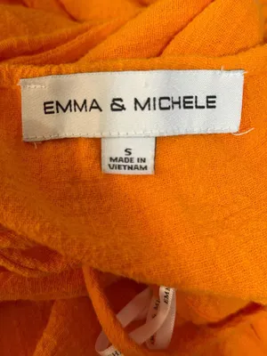Emma & Michele Orange Cotton Gauze Ruffle Wrap Dress Size S thumbnail 2