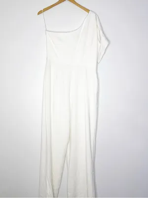 Dress the Population Tiffany One Shoulder Jumpsuit White XXL NWT thumbnail 4