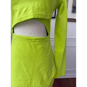 Superdown Kierra Mini Dress Neon Lime Long Sleeve Cut Out BodyCon S thumbnail 5