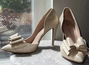 Betsey Johnson Sparkly Gold Heels thumbnail 1