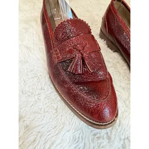 J.Crew Oxblood Red Cracked Patent Leather Tassel Loafers Made in Italy Sz 7.5 thumbnail 6