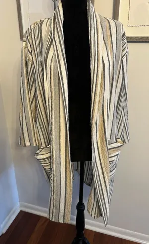 Bar by Melis Kozan Lightweight Open Blouse Cardigan Pockets 3/4 Sleeve Sz.Large thumbnail 1