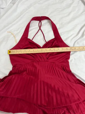 Vintage red halter maxi dress size 7/8 thumbnail 7