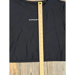 Alphalete Womens Cropped Short Sleeve Workout Tee Black Minimalist‎ Logo S/M thumbnail 4