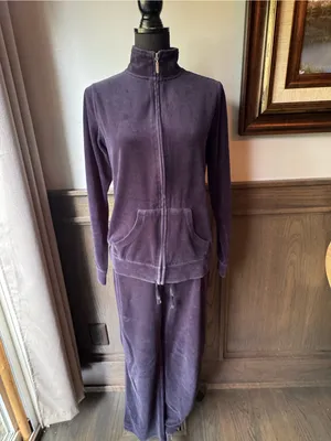Exertek Navy Blue Velour Tracksuit Set Y2K Lounge Jacket Pants small thumbnail 2