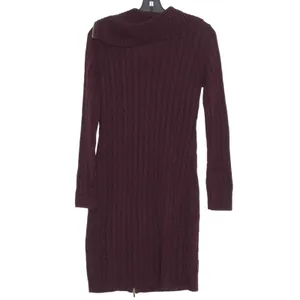 Calvin Klein Sweater Dress Cable Knit Burgundy Zip Up Dark Academia Old Money S thumbnail 2