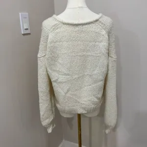 Madewell‎ Womens Cream Chunky Knit V-Neck Pullover Sweater XS Ivory Relaxed Fit thumbnail 3