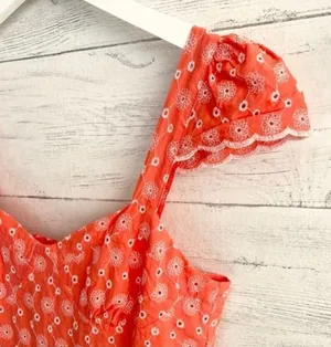 Betsey Johnson Ditsy EYELET BUSTIER MINI DRESS Coral Pink NWT size small thumbnail 6