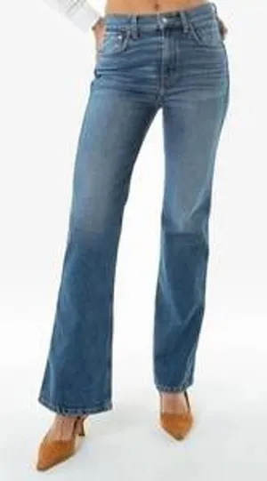 Etica Anya Modern High Rise Organic Cotton Flare Jeans Blue 27 thumbnail 1