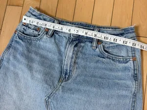 American Eagle Hi Rise A Line Light Wash Denim Jean Mini Skirt Size 0 thumbnail 3